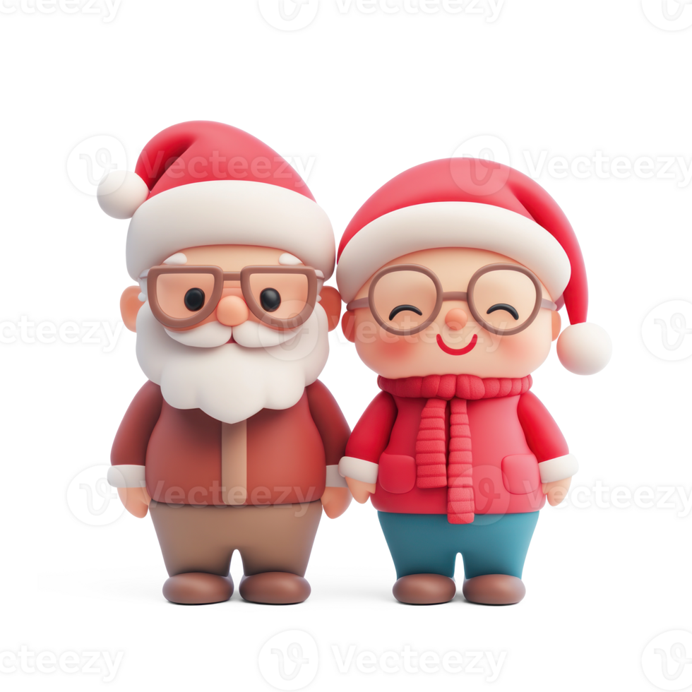 Happy senior couple celebrating christmas 3D icon isolate on transparent background png
