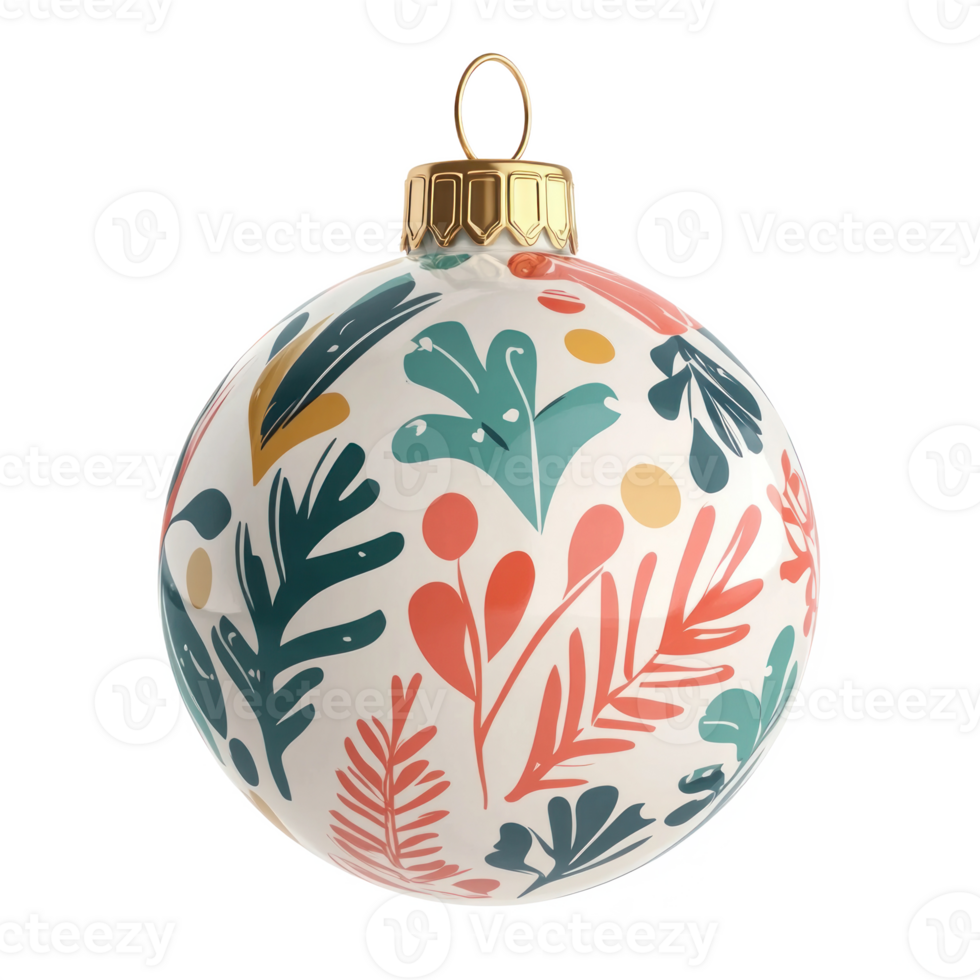 Bauble with christmas pattern 3D icon cartoon round edges isolate on transparent background png