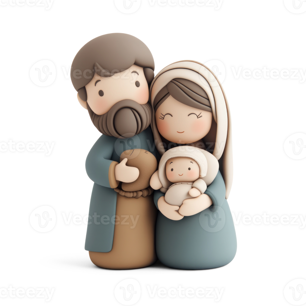 Joseph and Mary with baby 3D icon isolate on transparent background png