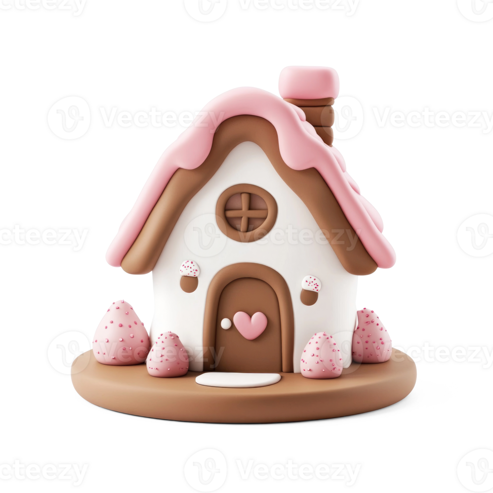 Gingerbread House 3D icon isolate on transparent background png