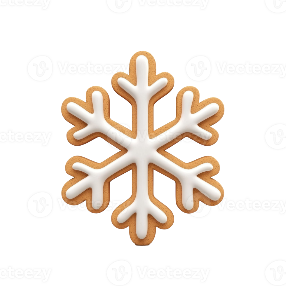 Gingerbread snowflake 3D icon cartoon smooth soft light isolate on transparent background png