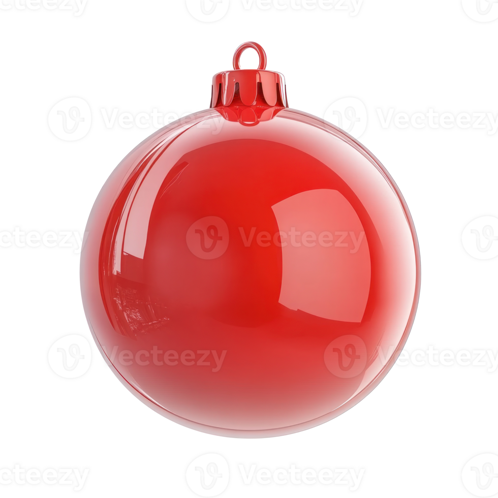 Red Christmas bauble 3D icon cartoon round edges isolate on transparent background png