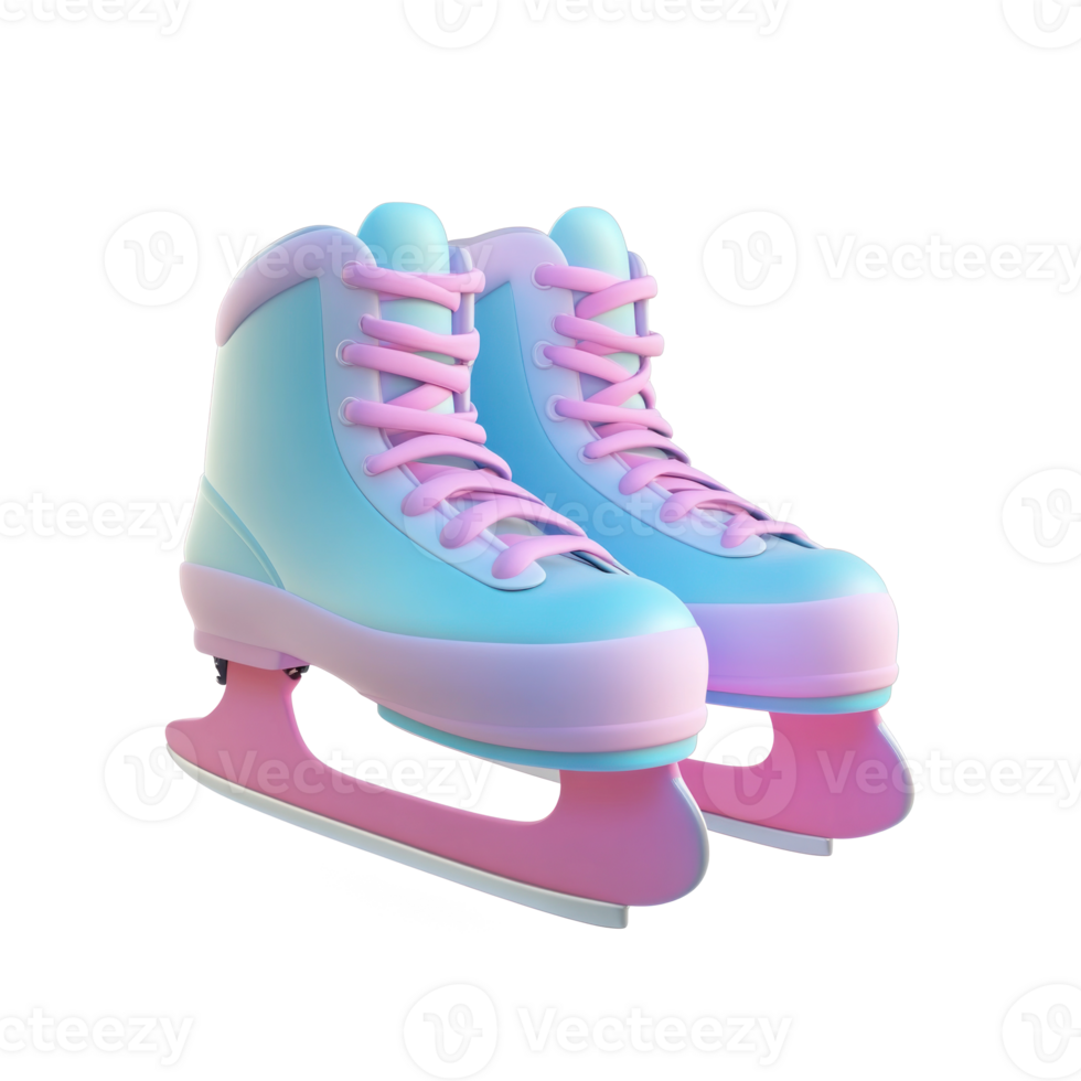 la glace patins 3d icône dessin animé lisse doux lumière isoler sur transparent Contexte png