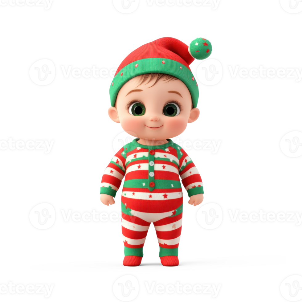 Adorable baby Christmas pajama sets 3D icon cartoon smooth soft light isolate on transparent background png