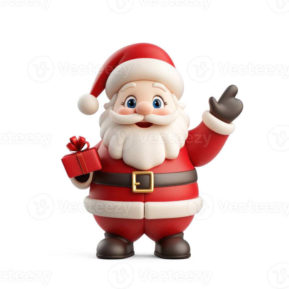 Santa Claus presenting something 3D icon isolate on transparent background png