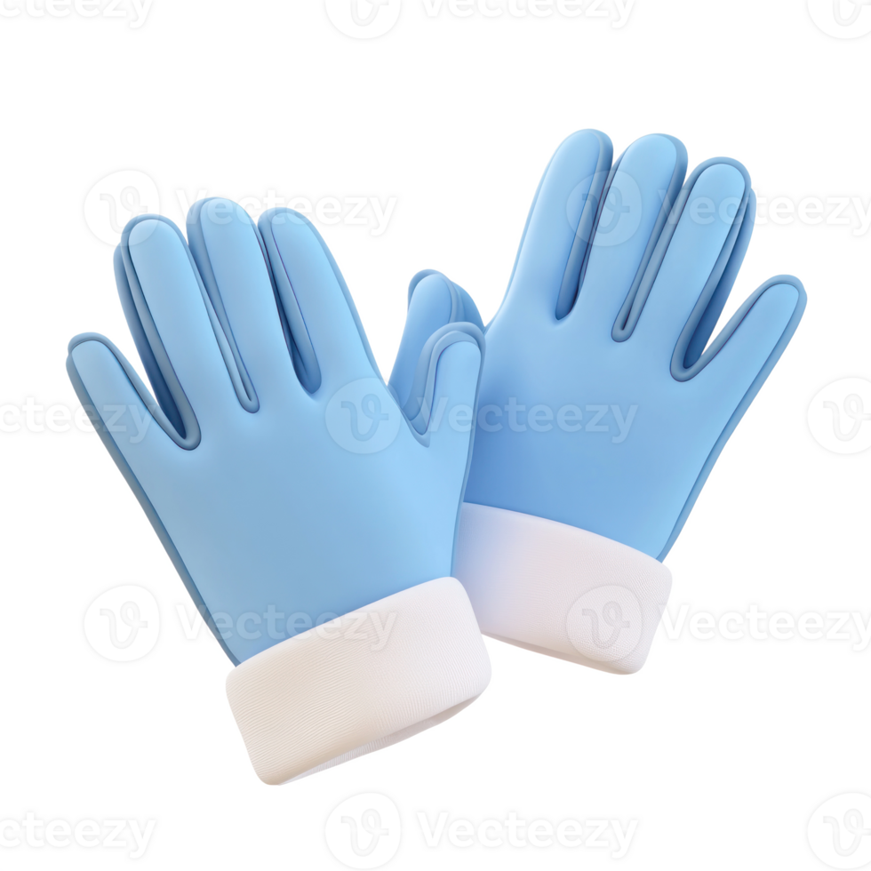 A pair of winter gloves 3D icon cartoon smooth soft light isolate on transparent background png