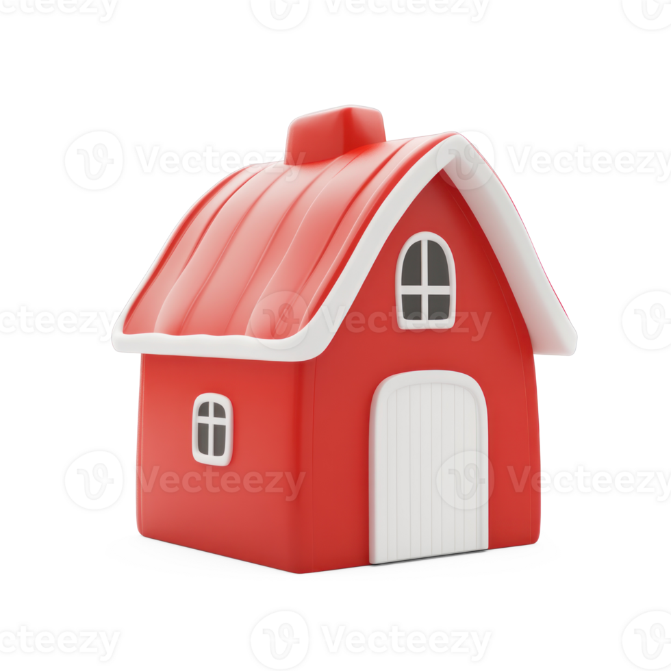 Red barn 3D icon isolate on transparent background png