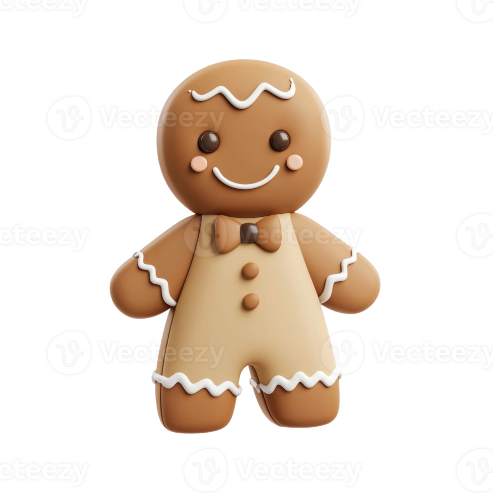 Gingerbread man 3D icon isolate on transparent background png