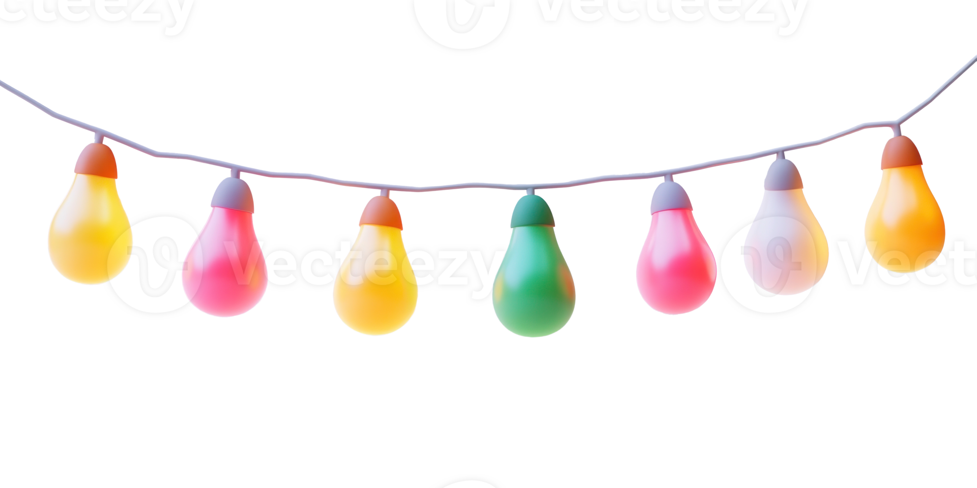 colorful string lights 3D icon isolate on transparent background png