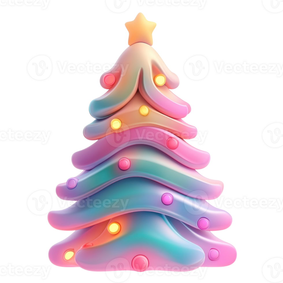 Creative Christmas tree 3d 3D icon clay style birght color isolate on transparent background png