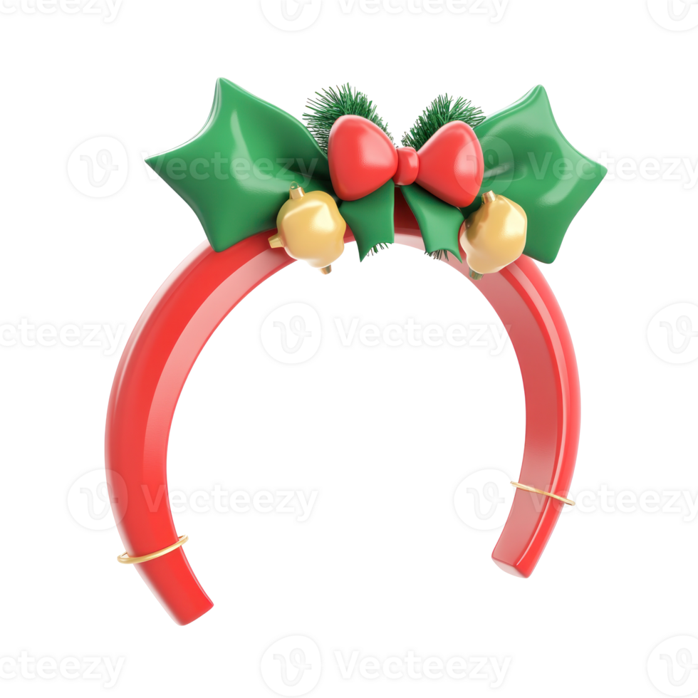 christmas headband 3D icon cartoon smooth soft light isolate on transparent background png