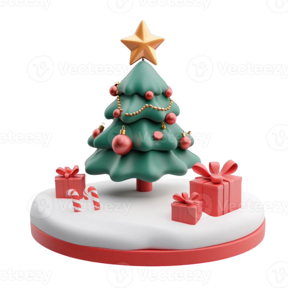 Christmas corner 3D icon cartoon minimalist isolate on transparent background png