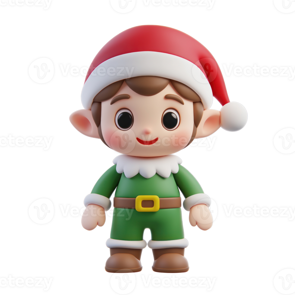 Christmas elf 3D icon cartoon smooth soft light isolate on transparent background png