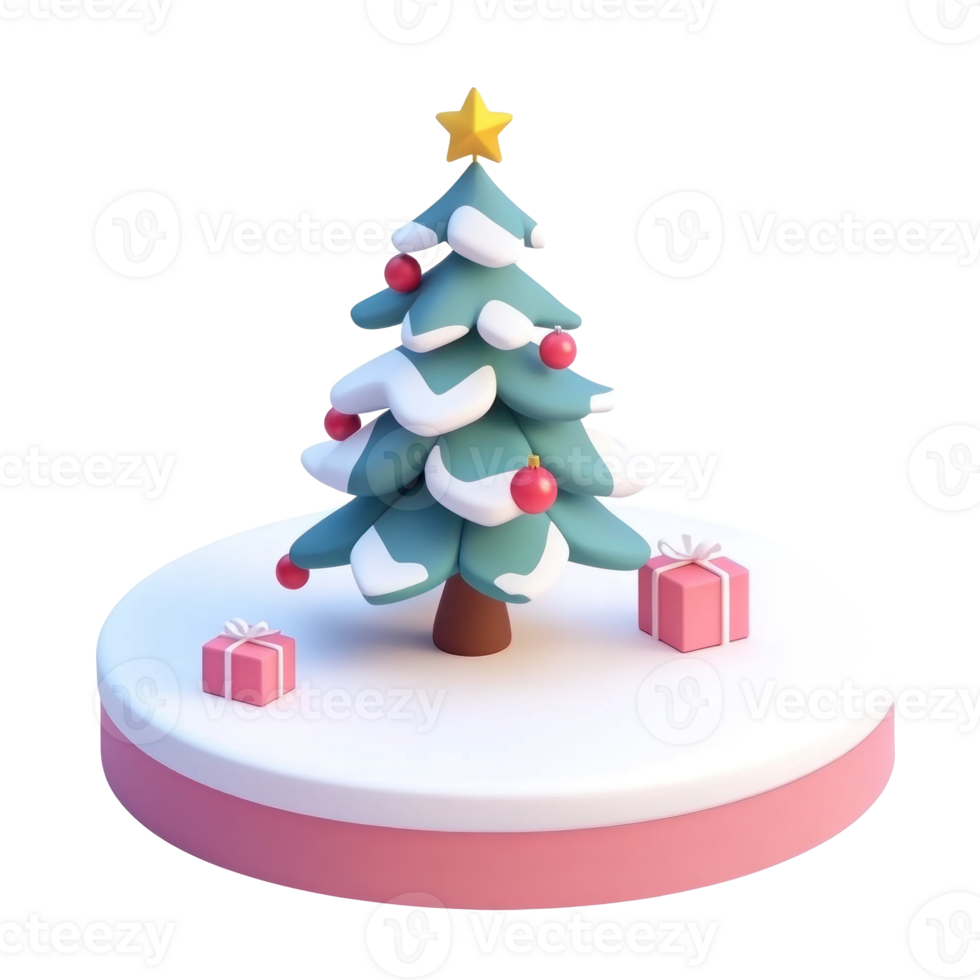 Christmas corner 3D icon cartoon minimalist isolate on transparent background png