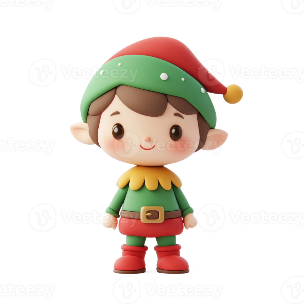 Christmas elf 3D icon isolate on transparent background png