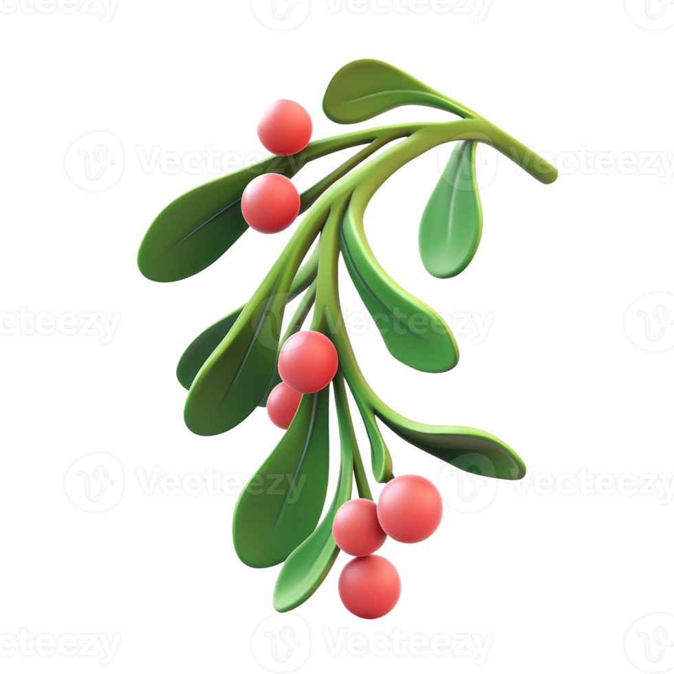 Mistletoe 3D icon isolate on transparent background png