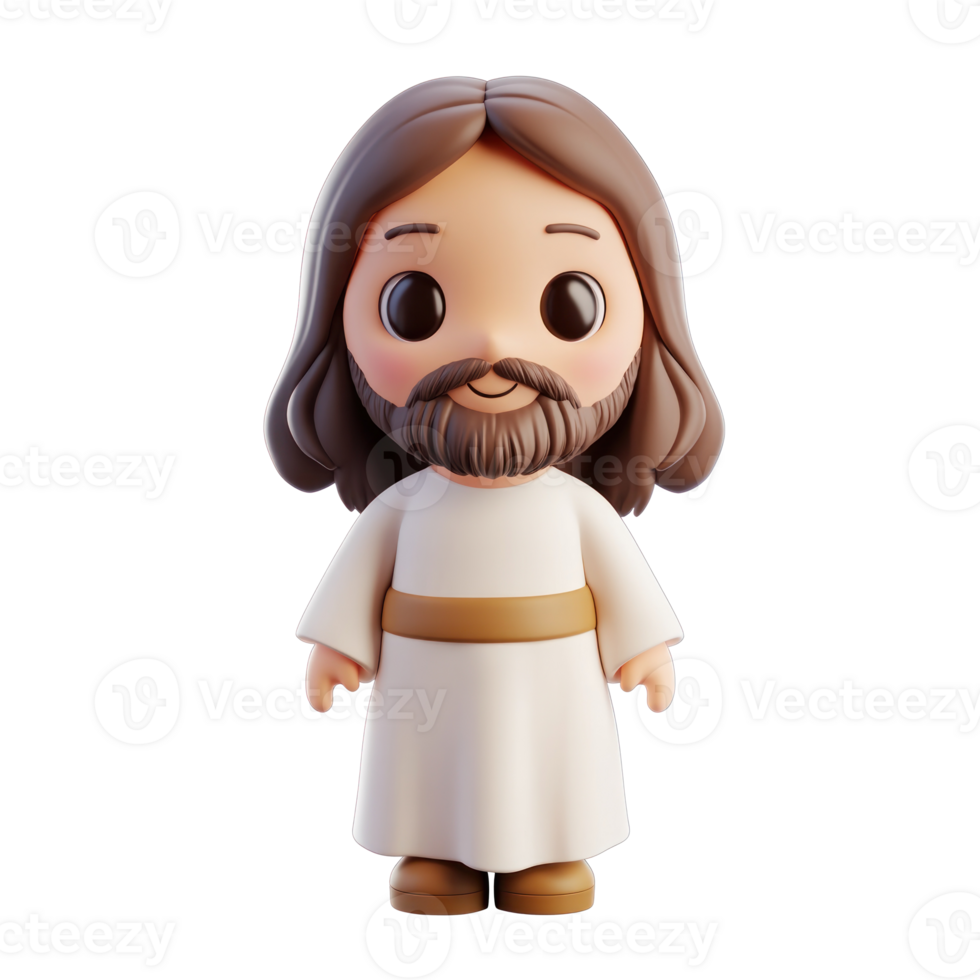 Jesus 3D icon cartoon smooth soft light isolate on transparent background png