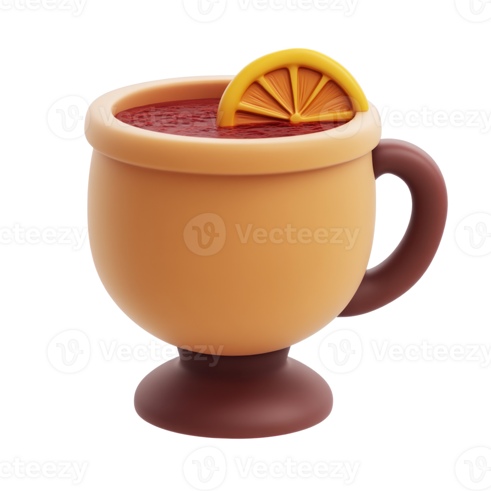 Mulled wine 3D icon isolate on transparent background png