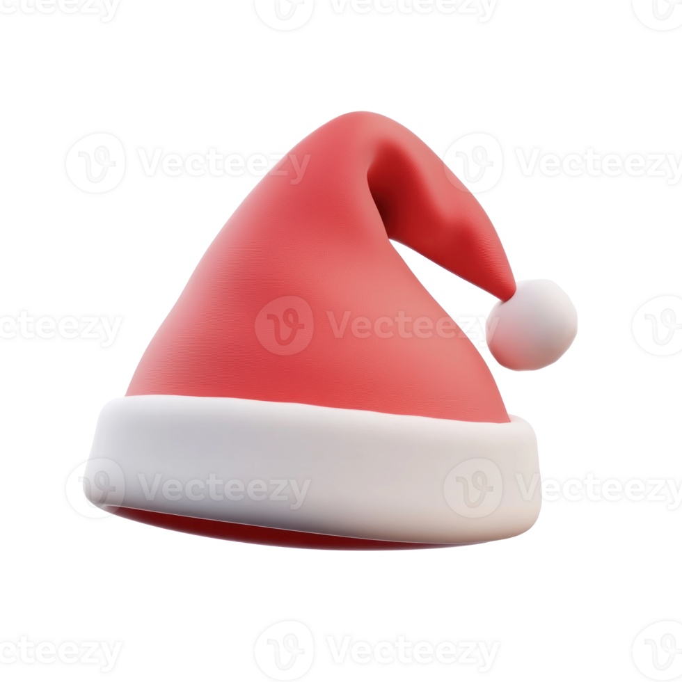 Red Santa Claus hat 3D icon cartoon smooth soft light isolate on transparent background png