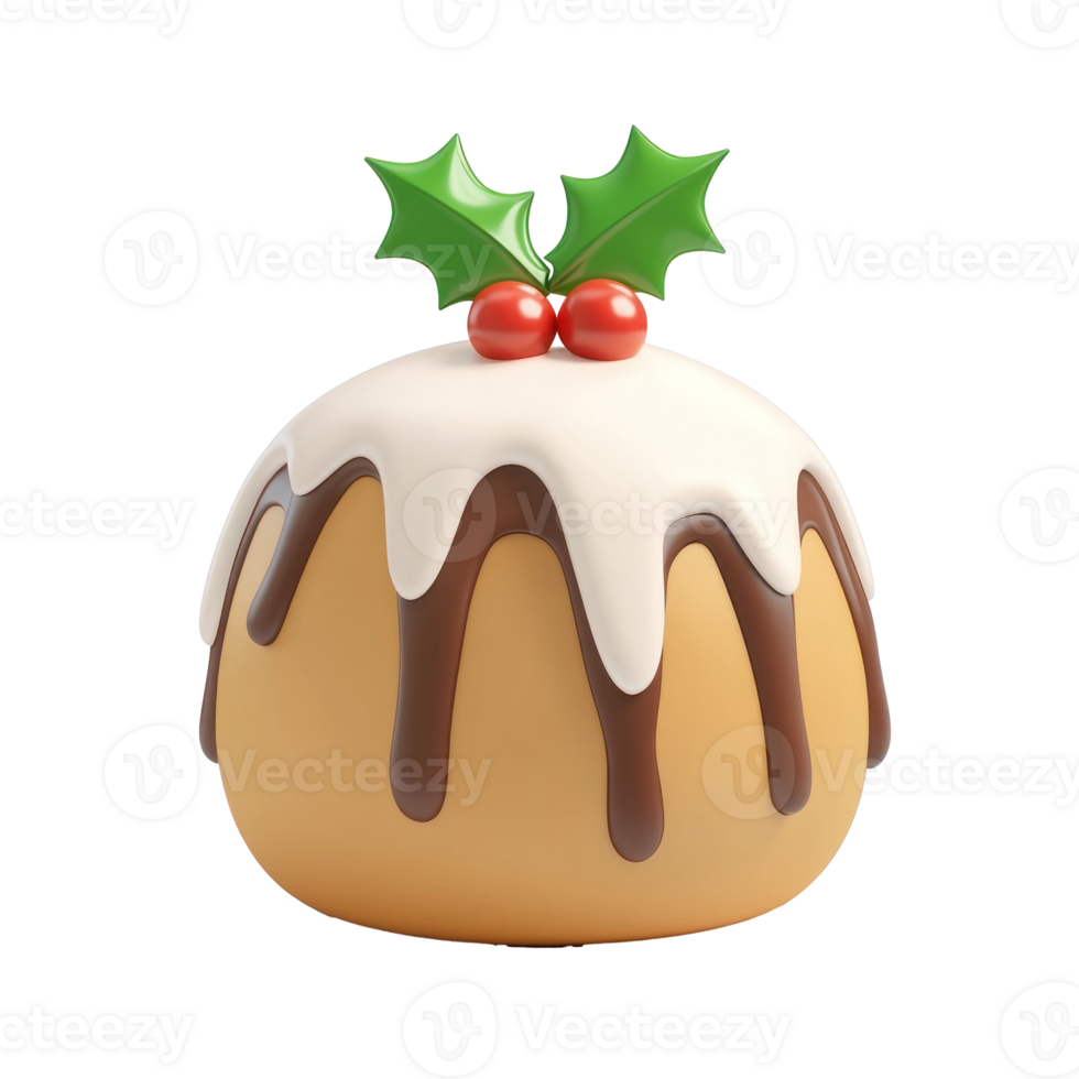 Christmas pudding 3D icon isolate on transparent background png