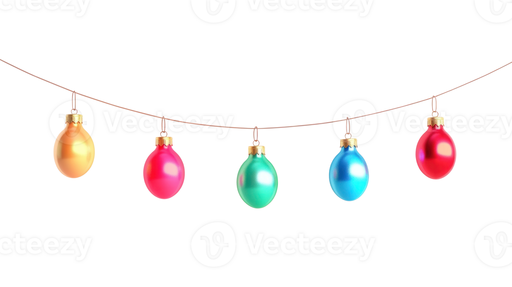 Christmas garland with colorful light hanging 3D icon cartoon isolate on transparent background png