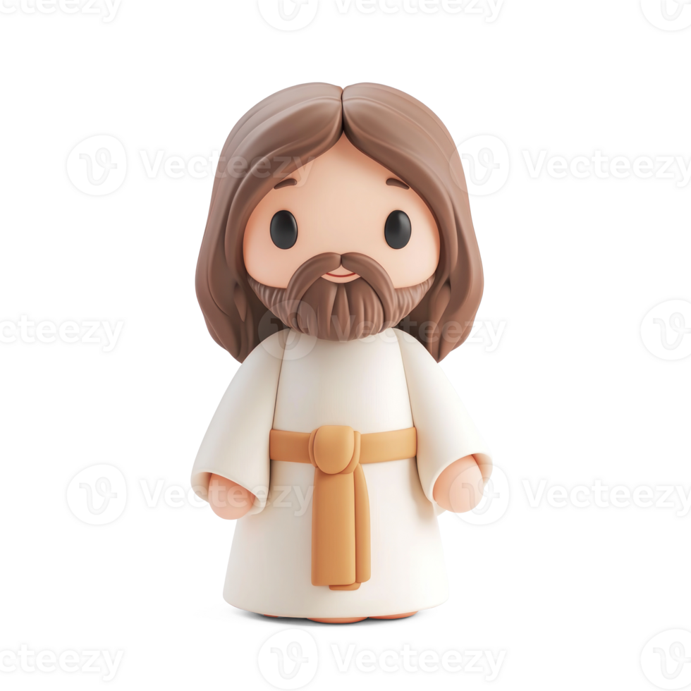 Jesus 3D icon cartoon smooth soft light isolate on transparent background png