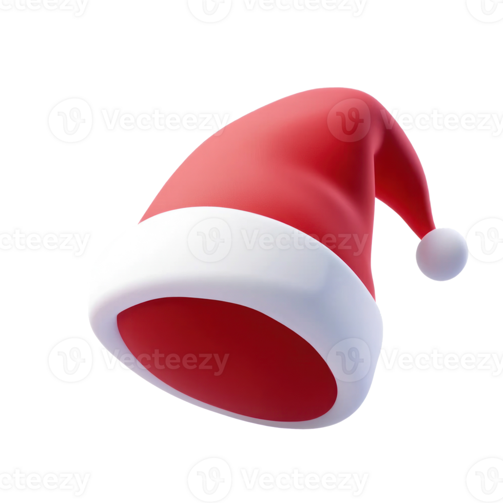 Santa Hat 3D icon cartoon smooth soft light isolate on transparent background png