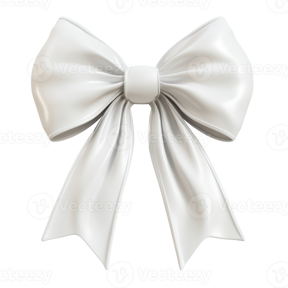 White Bow 3D icon isolate on transparent background png