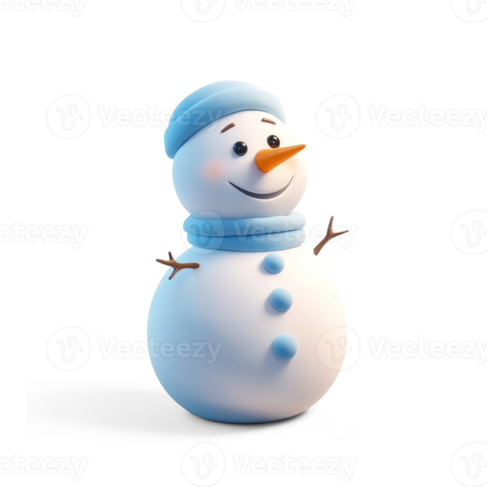Cut Snowman 3D icon cartoon smooth soft light isolate on transparent background png