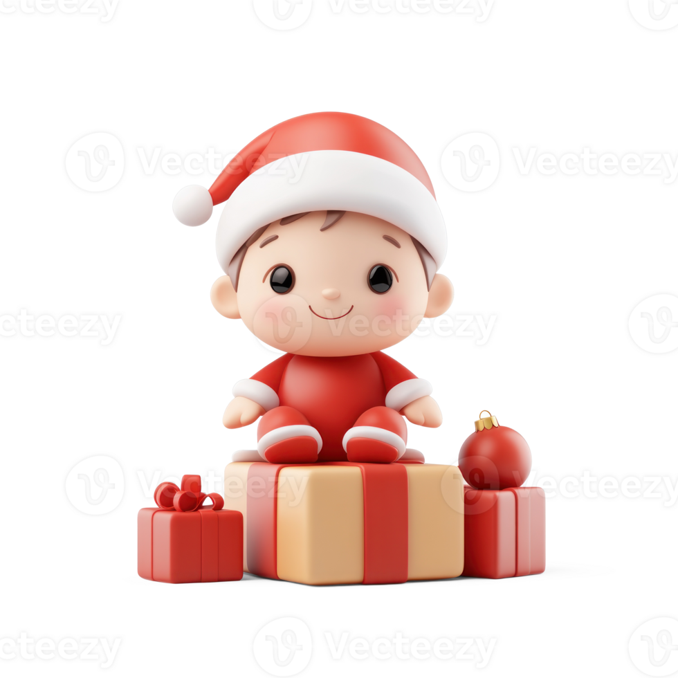 Baby with Christmas elements 3D icon isolate on transparent background png