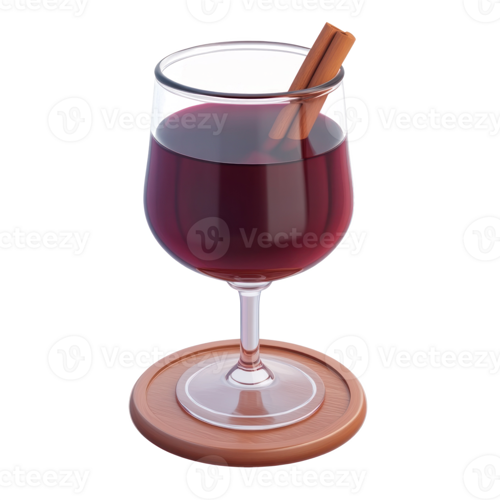 Mulled wine 3D icon cartoon smooth soft light isolate on transparent background png