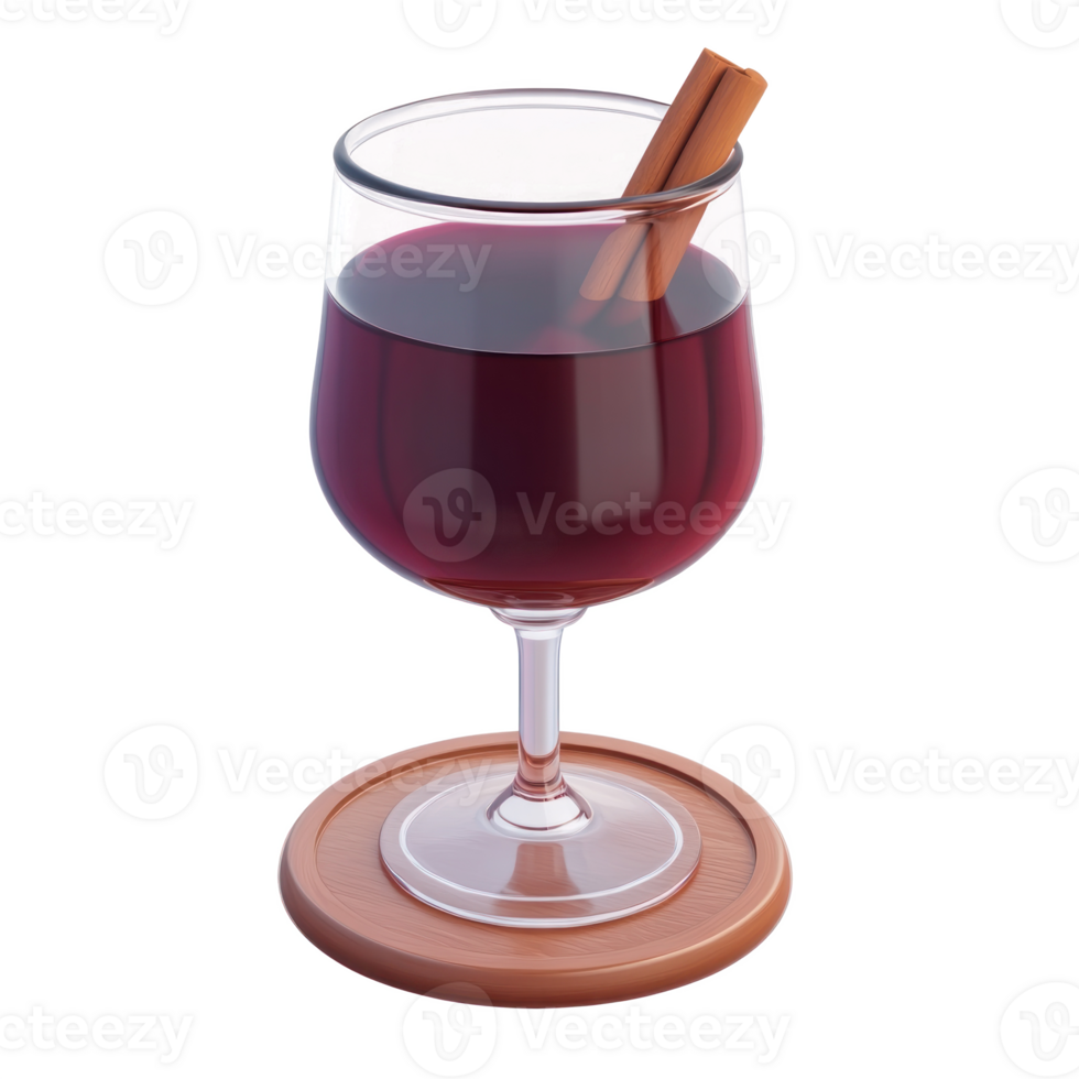 Mulled wine 3D icon cartoon smooth soft light isolate on transparent background png