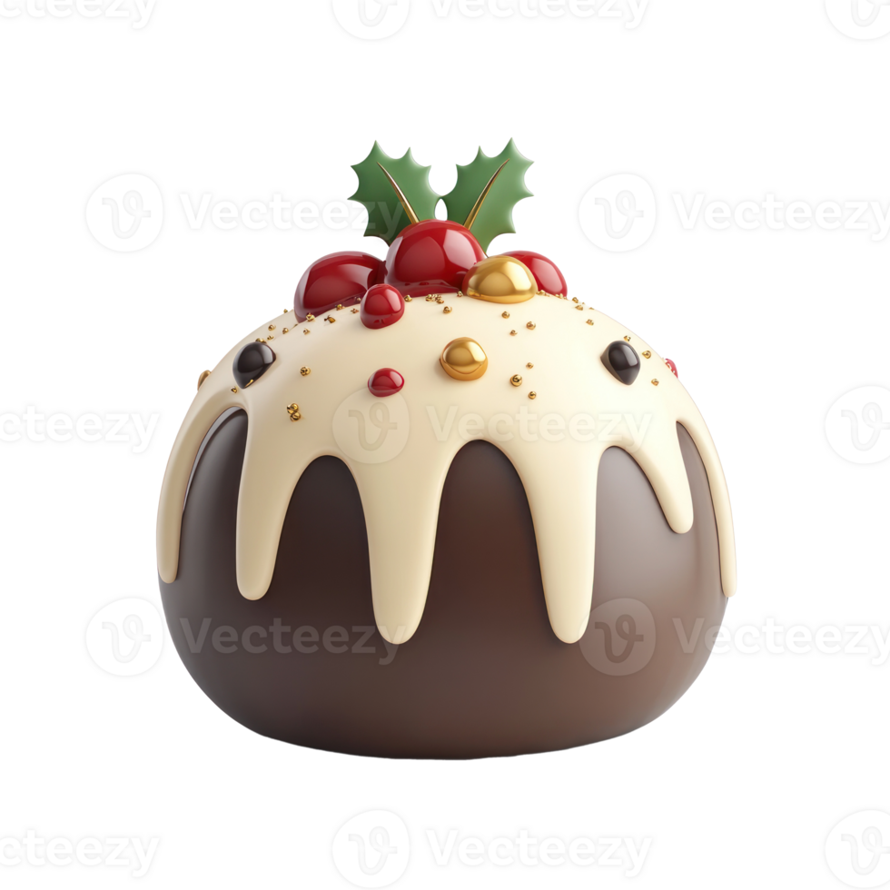 Christmas pudding 3D icon isolate on transparent background png