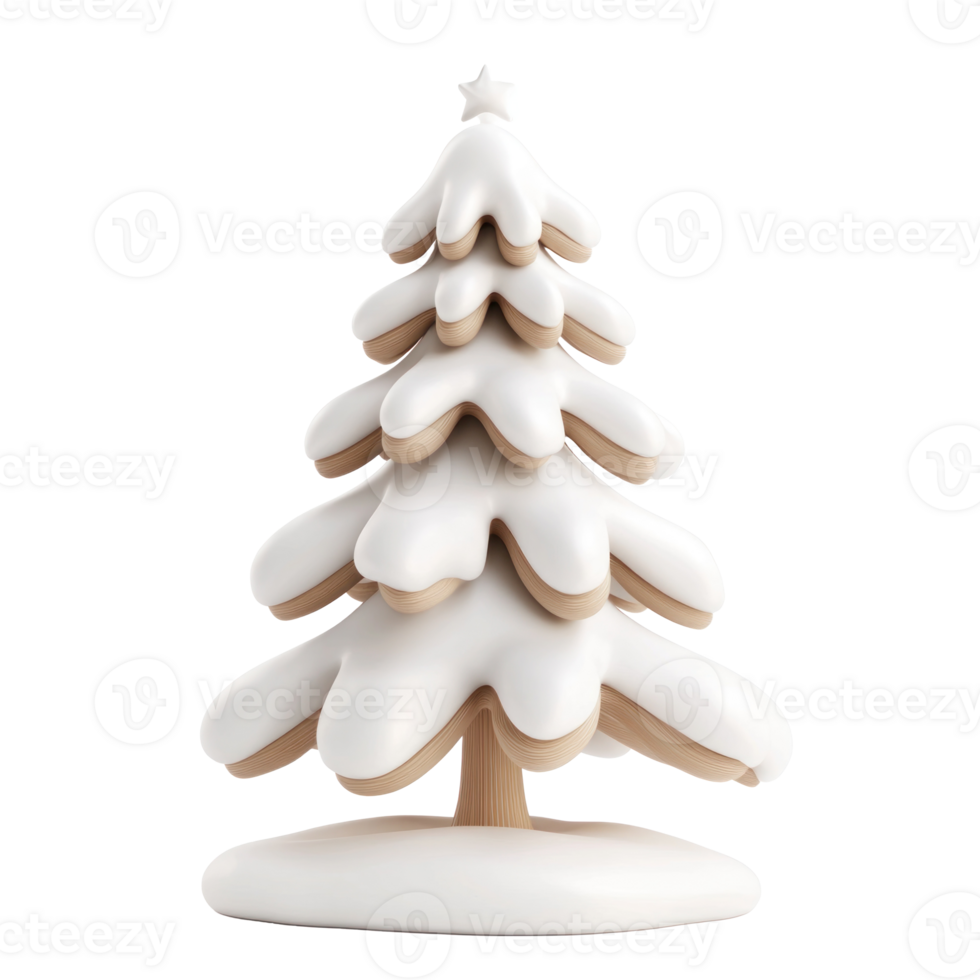 Chrismas tree with snow 3D icon cartoon minimalist isolate on transparent background png