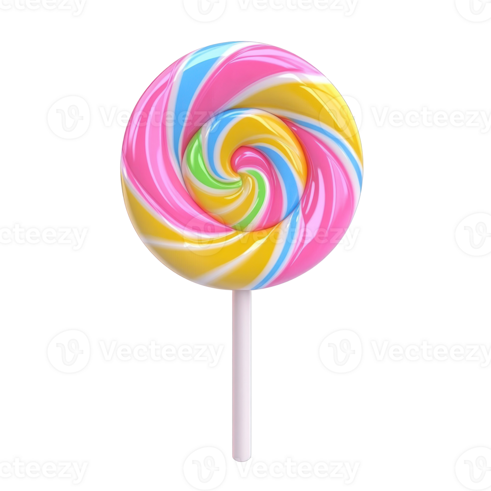 Lollipop candy 3D icon cartoon smooth soft light isolate on transparent background png