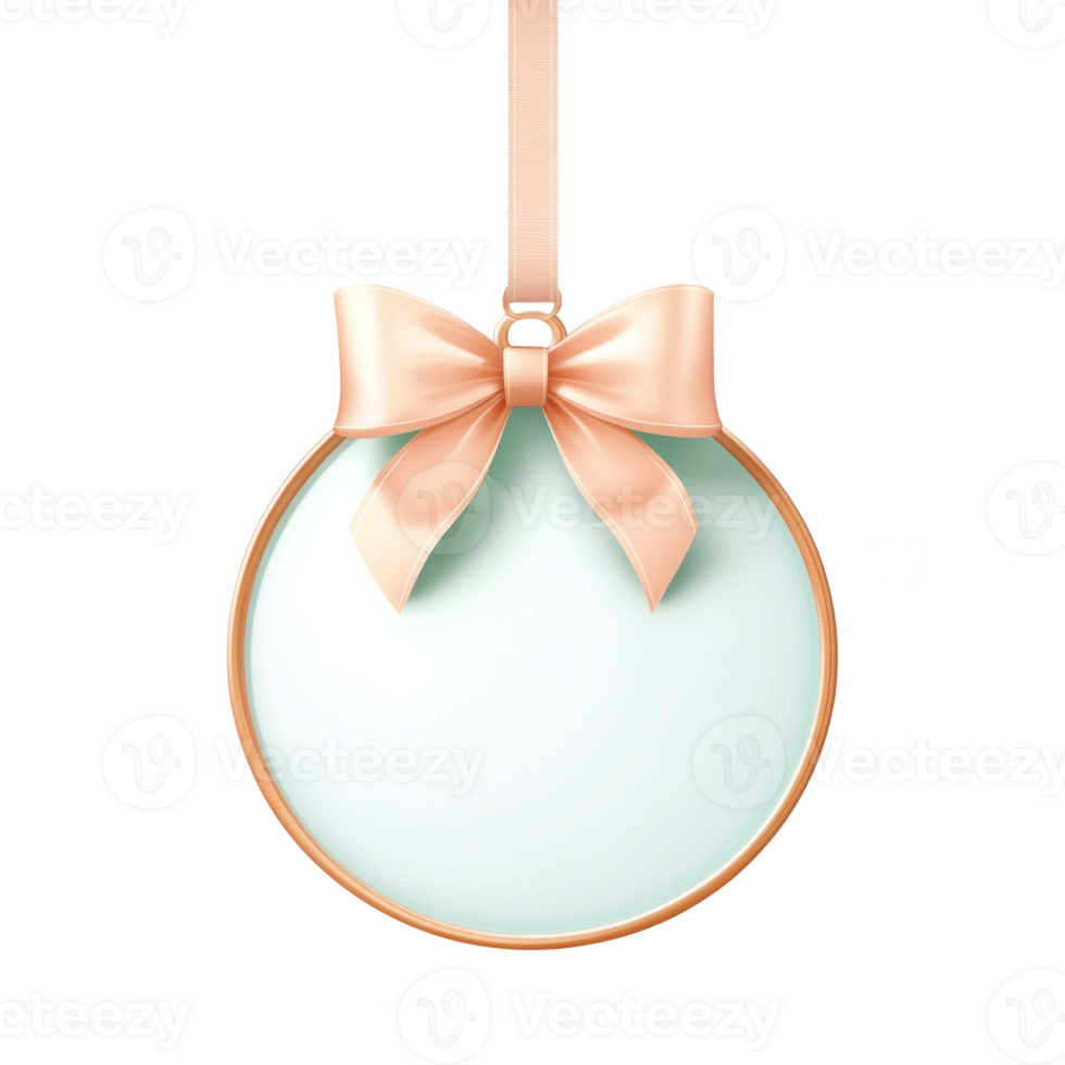 Round Christmas sale tag with ribbon and bow hanging 3D icon cartoon smooth soft light isolate on transparent background png