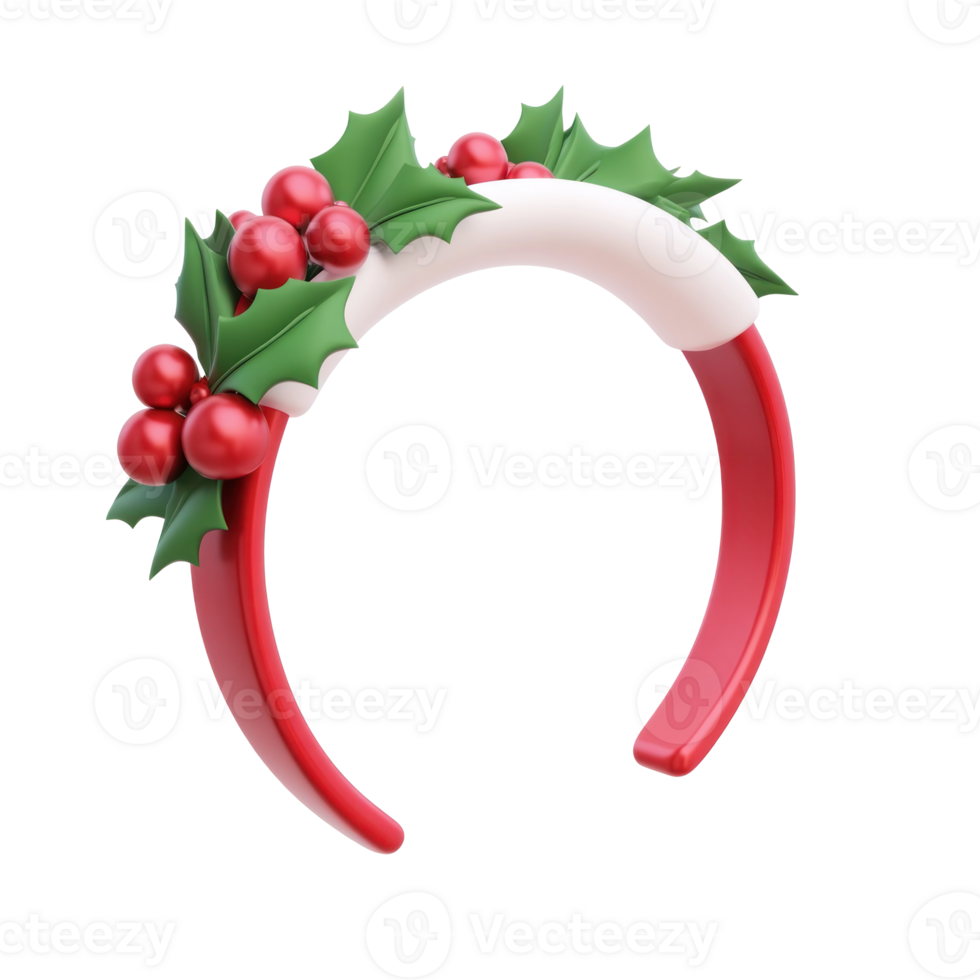 christmas headband 3D icon cartoon smooth soft light isolate on transparent background png