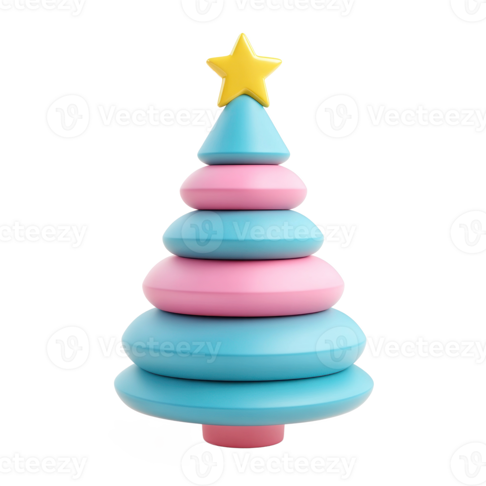 Christmas tree 3D icon cartoon minimalist isolate on transparent background png