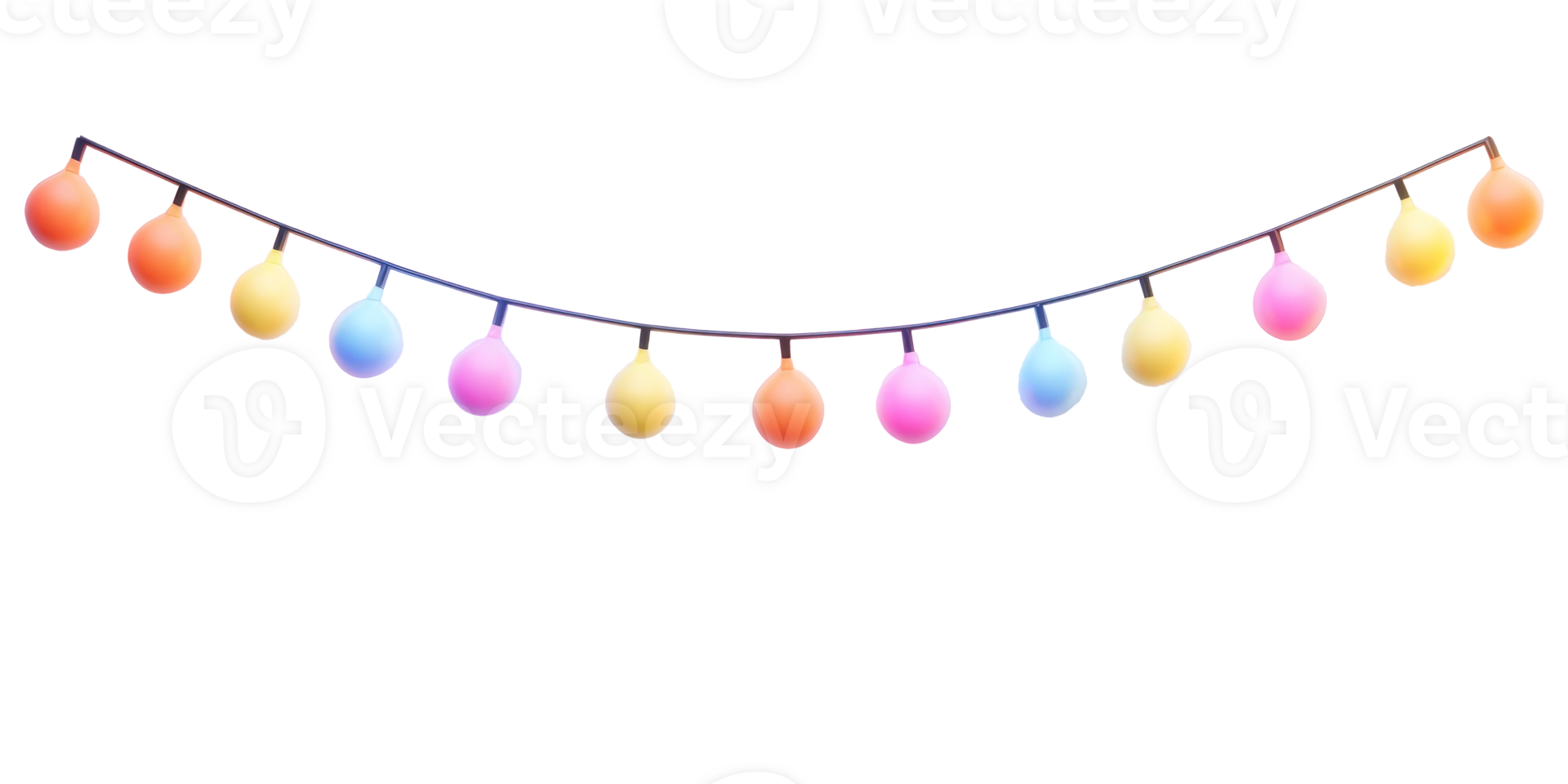 colorful string lights 3D icon isolate on transparent background png