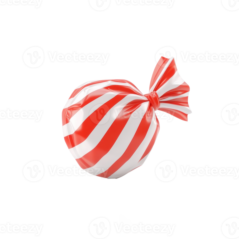 Wrapper Striped red candy 3D icon isolate on transparent background png