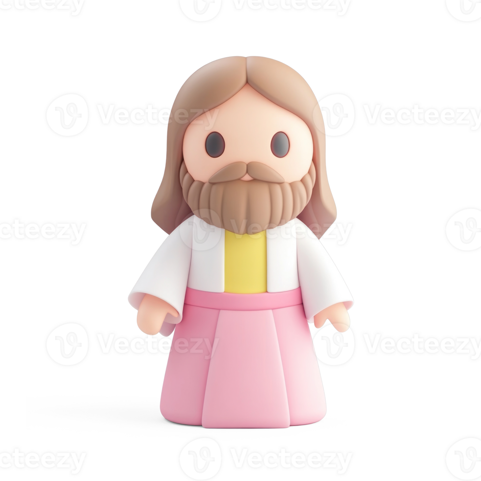 Jesus 3D icon cartoon smooth soft light isolate on transparent background png