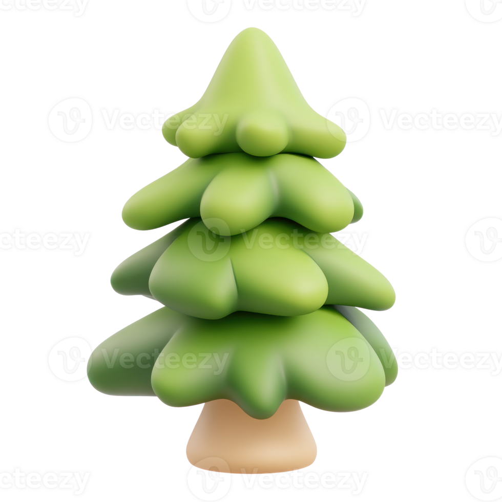 Spruce 3D icon cartoon smooth soft light isolate on transparent background png