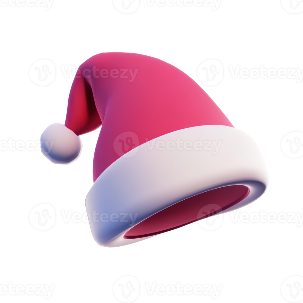 Santa Hat 3D icon cartoon smooth soft light isolate on transparent background png