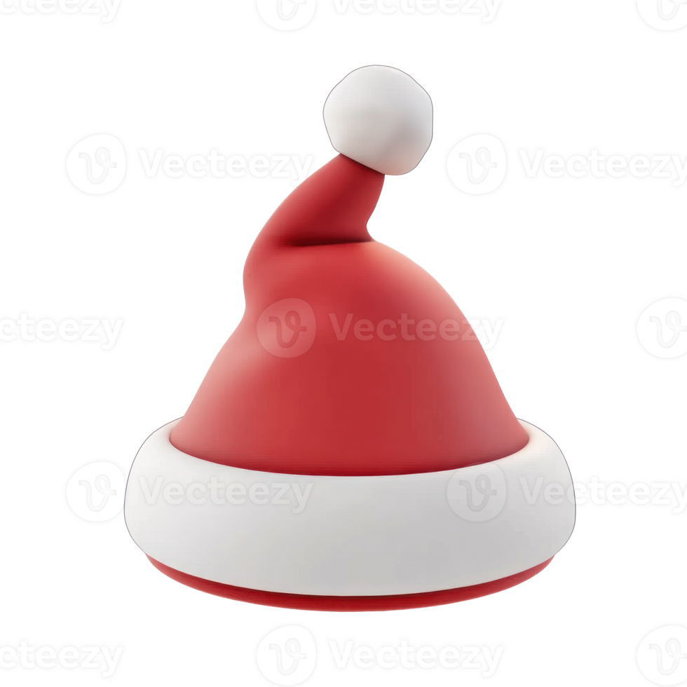 Red Santa Claus hat 3D icon isolate on transparent background png