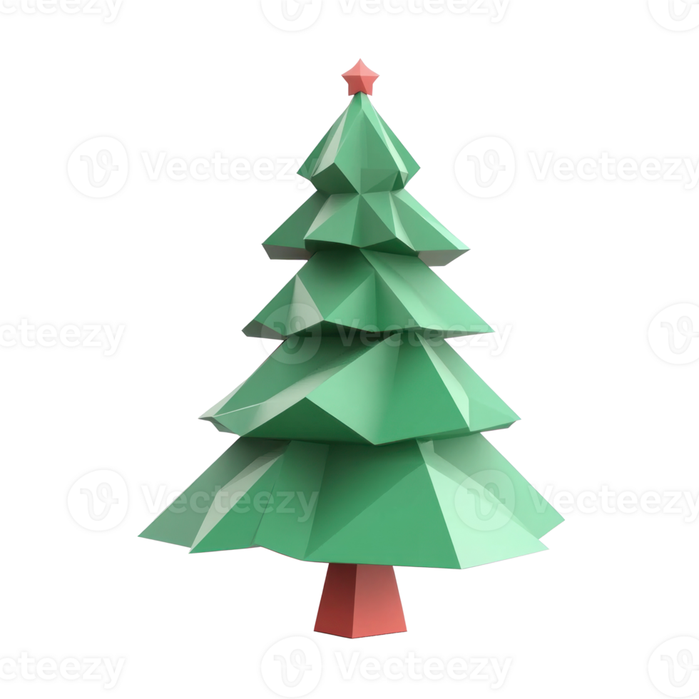 Christmas tree triangles style 3D icon cartoon minimalist isolate on transparent background png