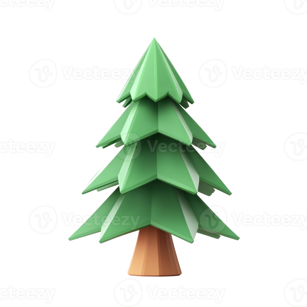 Christmas tree triangles style 3D icon cartoon minimalist isolate on transparent background png