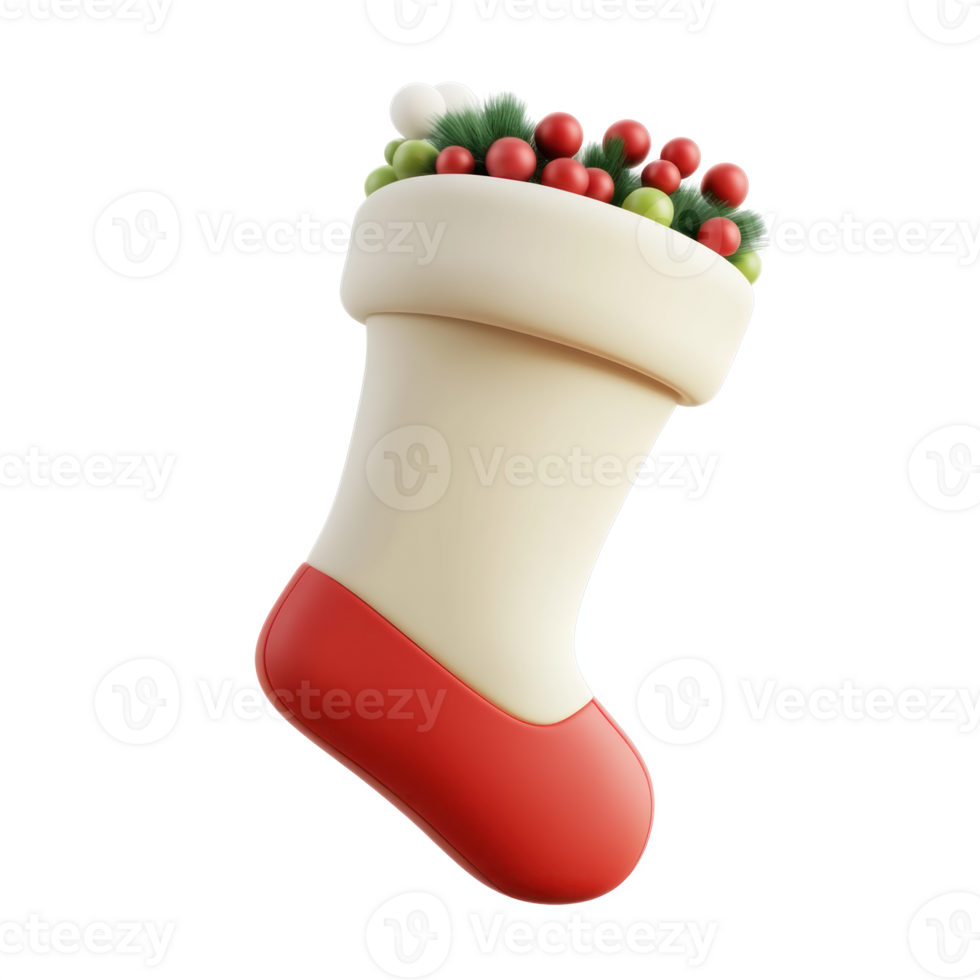 Christmas Stocking 3D icon isolate on transparent background png