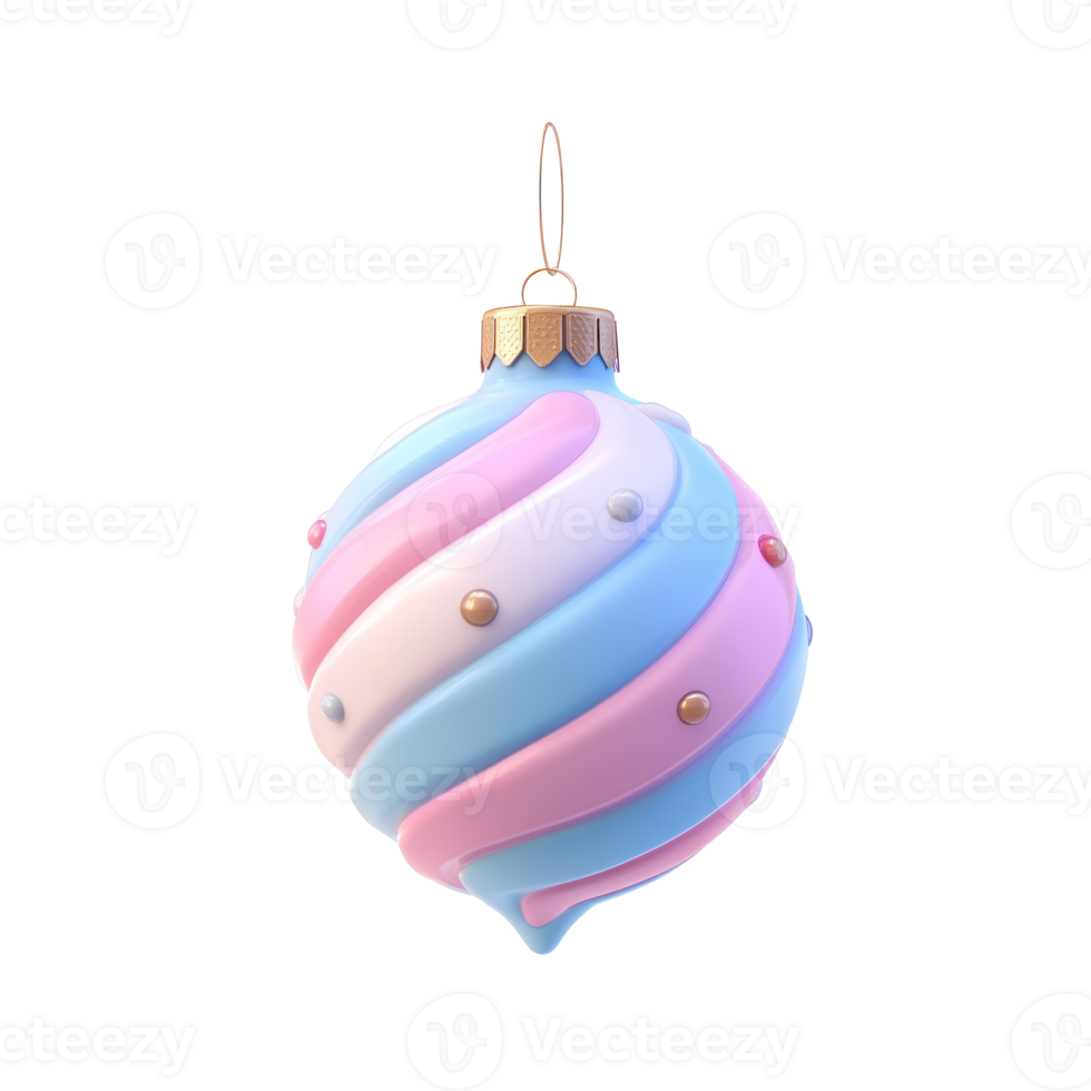 3D inflated christmas ornaments, winter theme BG 3D icon isolate on transparent background png
