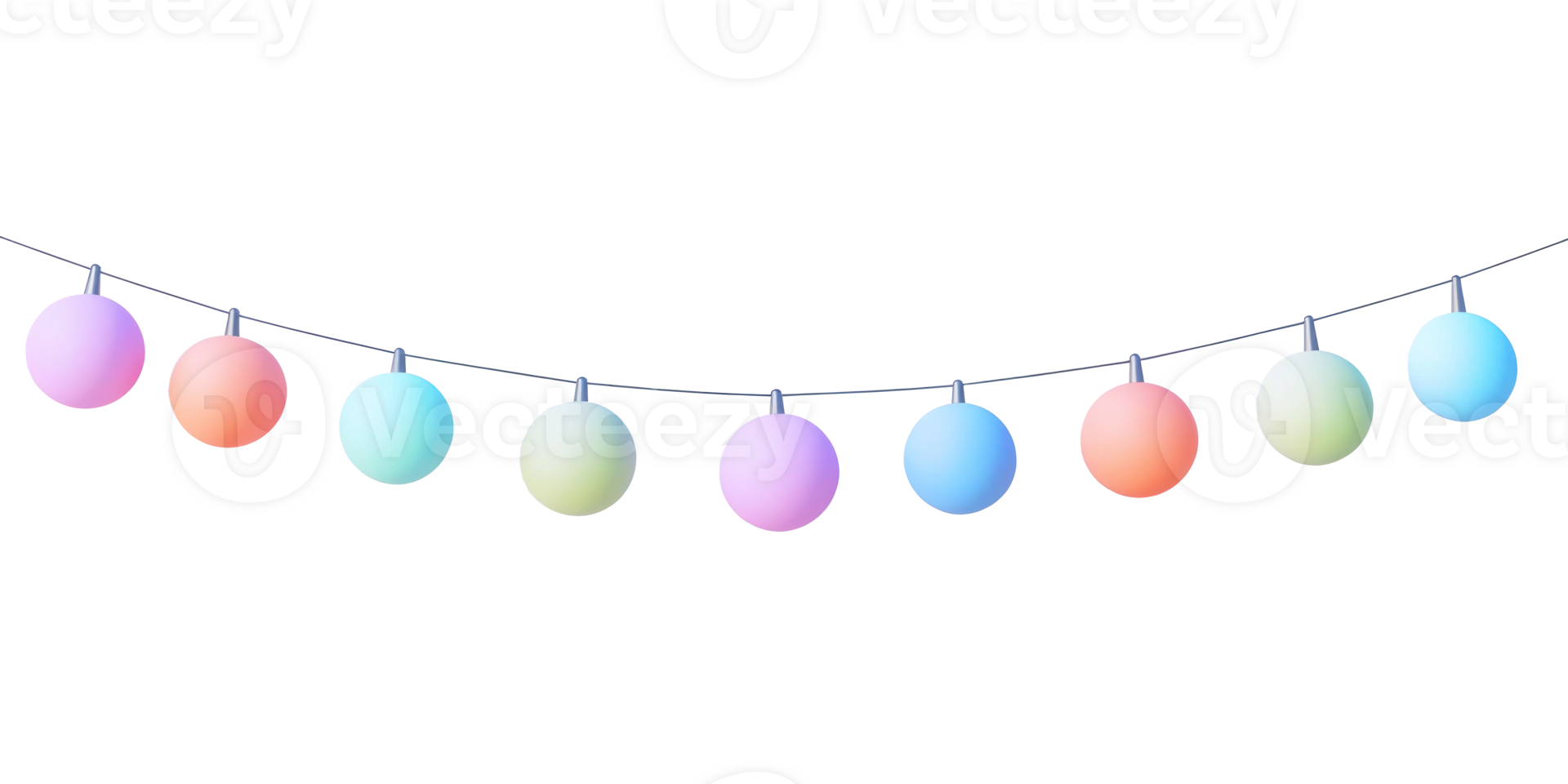 colorful string lights 3D icon isolate on transparent background png