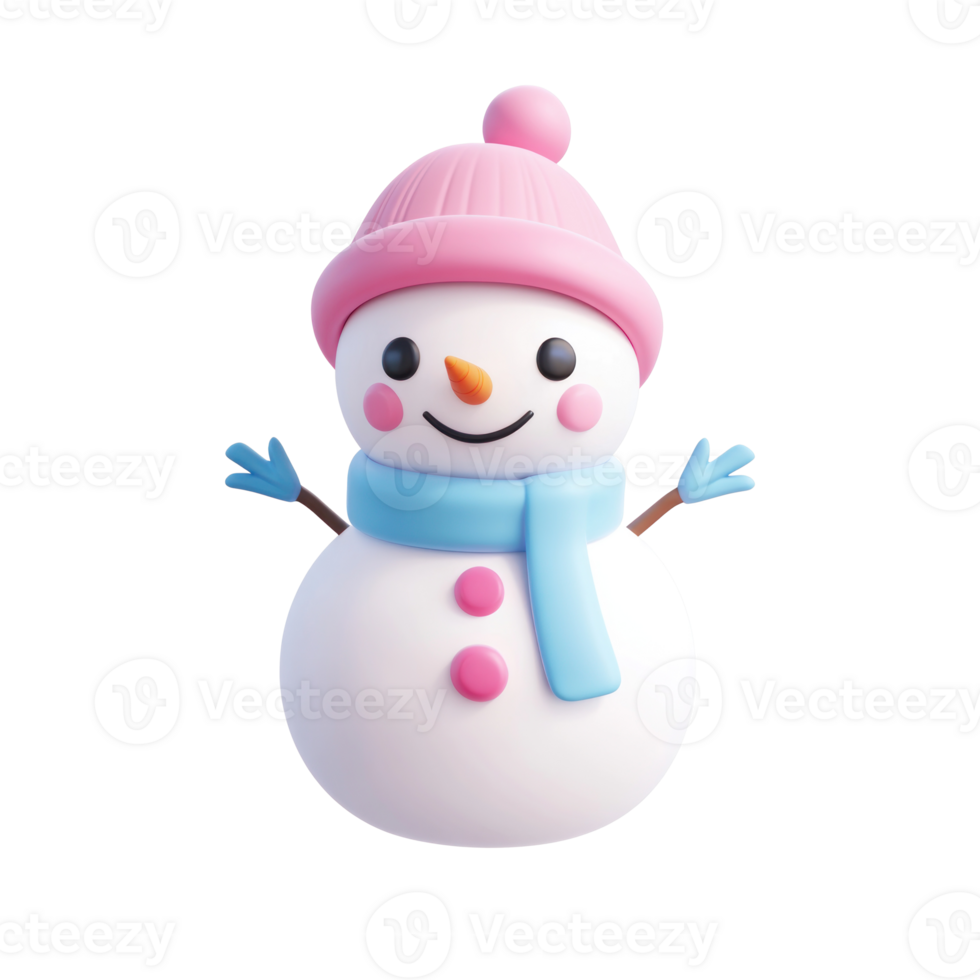 Cut Snowman 3D icon isolate on transparent background png